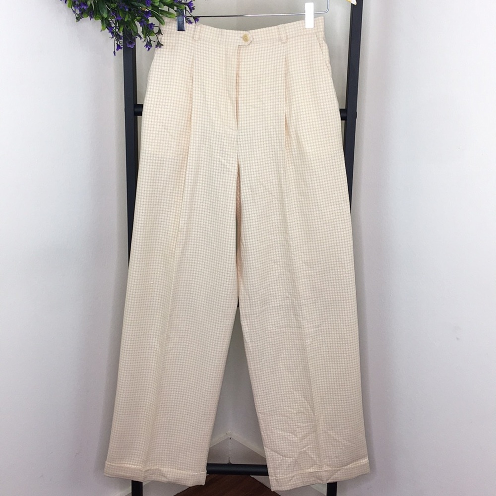Escada Margaretha Ley Cream & White Pleated Slacks
